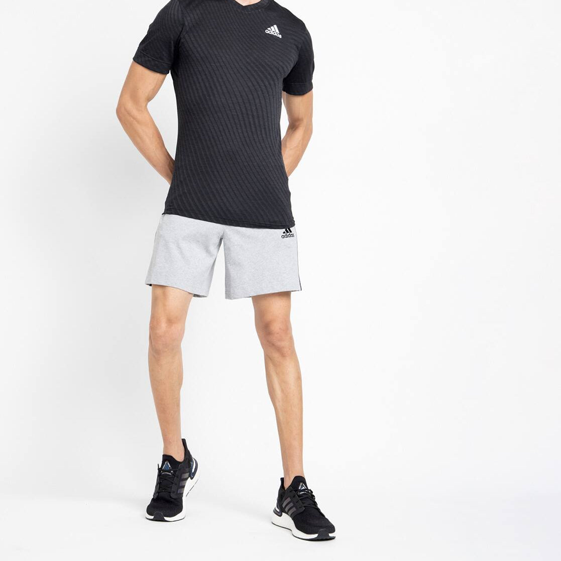 ADIDAS Solid Men Sports Shorts (Grey, Black, Blue) 3-Pack