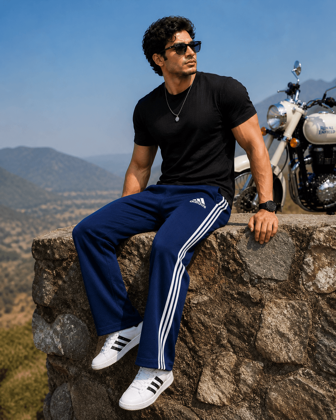 Navy Blue Bootcut Track Pants for Men | Soft, Stretchable & Everyday Comfort