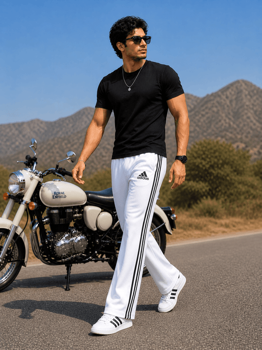 Men's White Bootcut Track Pants | Regular Fit | Soft & Comfortable | Gym, Running, Sports & Casual Wear