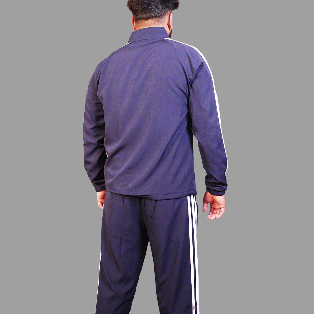 Adidas Striped Navy Blue Track Suit (Jacket & Track Pant)
