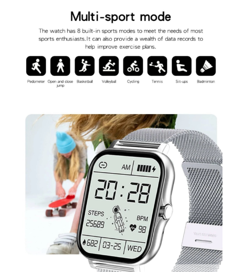 The RockTech ® Color Fit Pro-Model Smartwatch BT 2.0 (Available Colors Black, Silver & Rose Golden)
