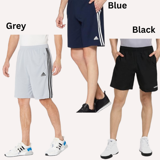 ADIDAS Solid Men Sports Shorts (Grey, Black, Blue) 3-Pack
