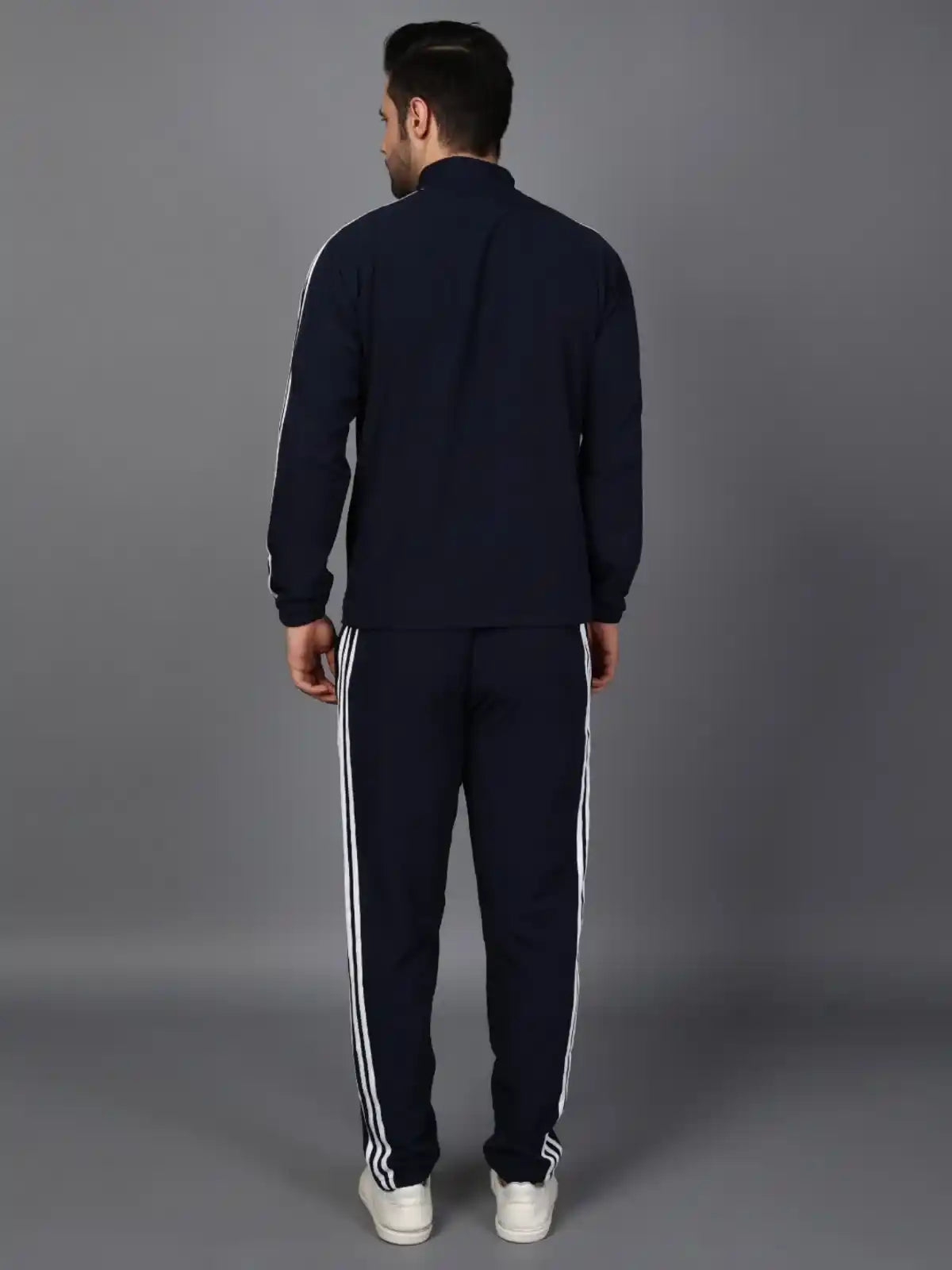 Adidas Striped Navy Blue Track Suit (Jacket & Track Pant)
