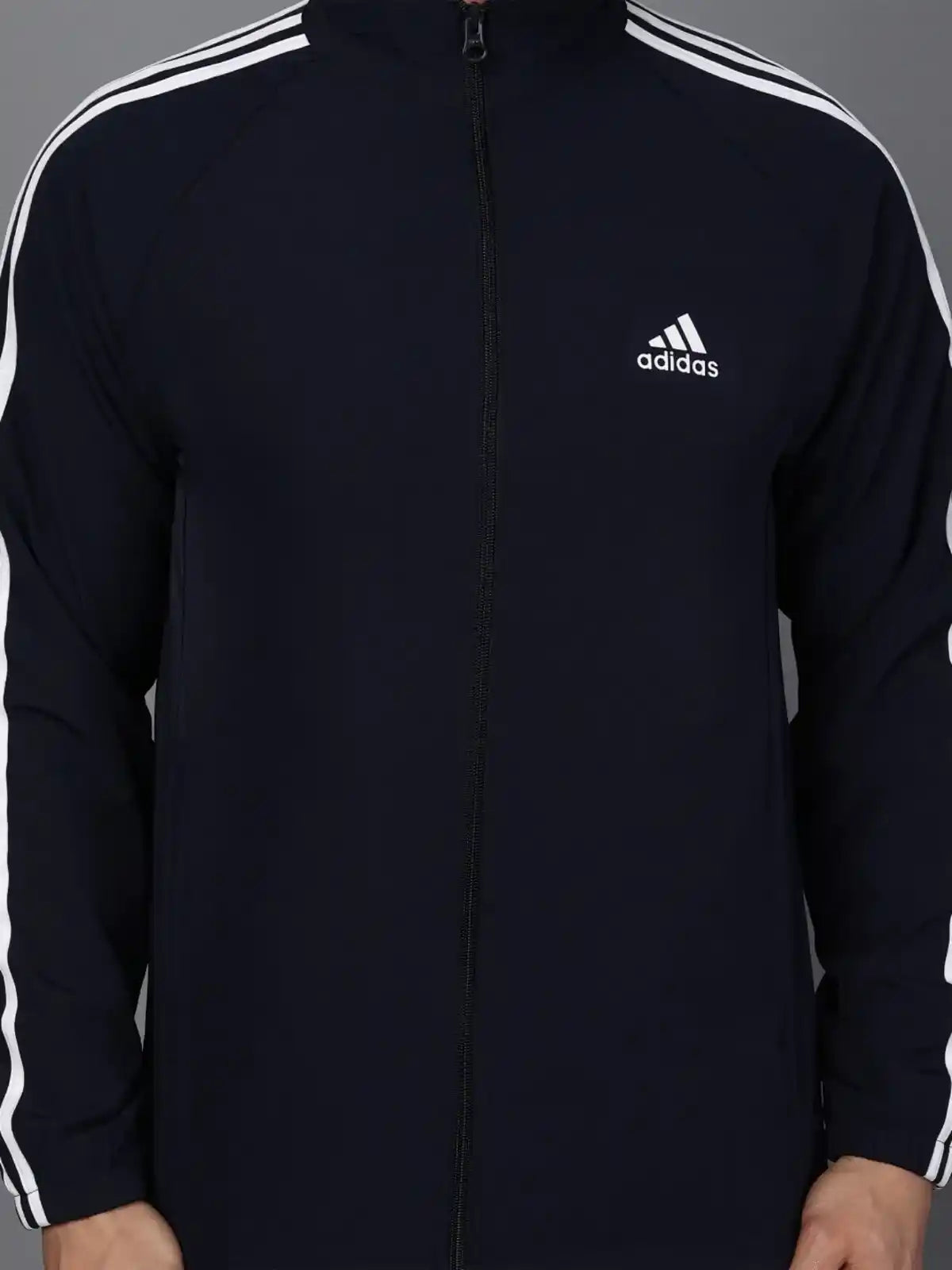 Adidas Striped Navy Blue Track Suit (Jacket & Track Pant)