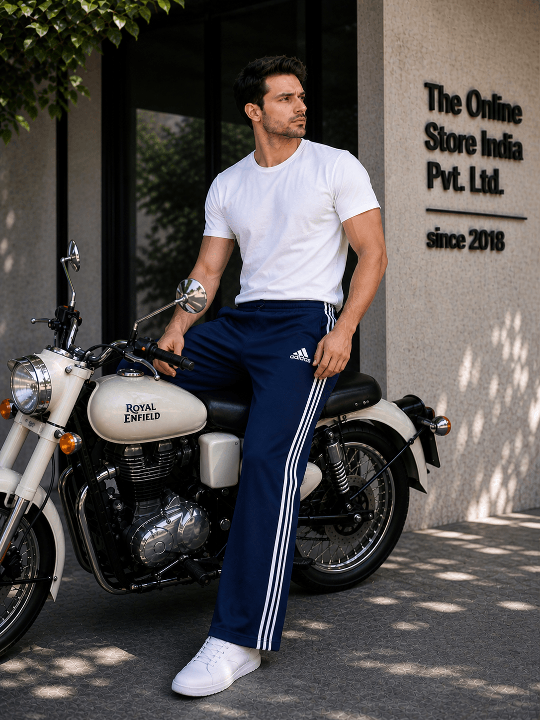 Navy Blue Bootcut Track Pants for Men | Soft, Stretchable & Everyday Comfort
