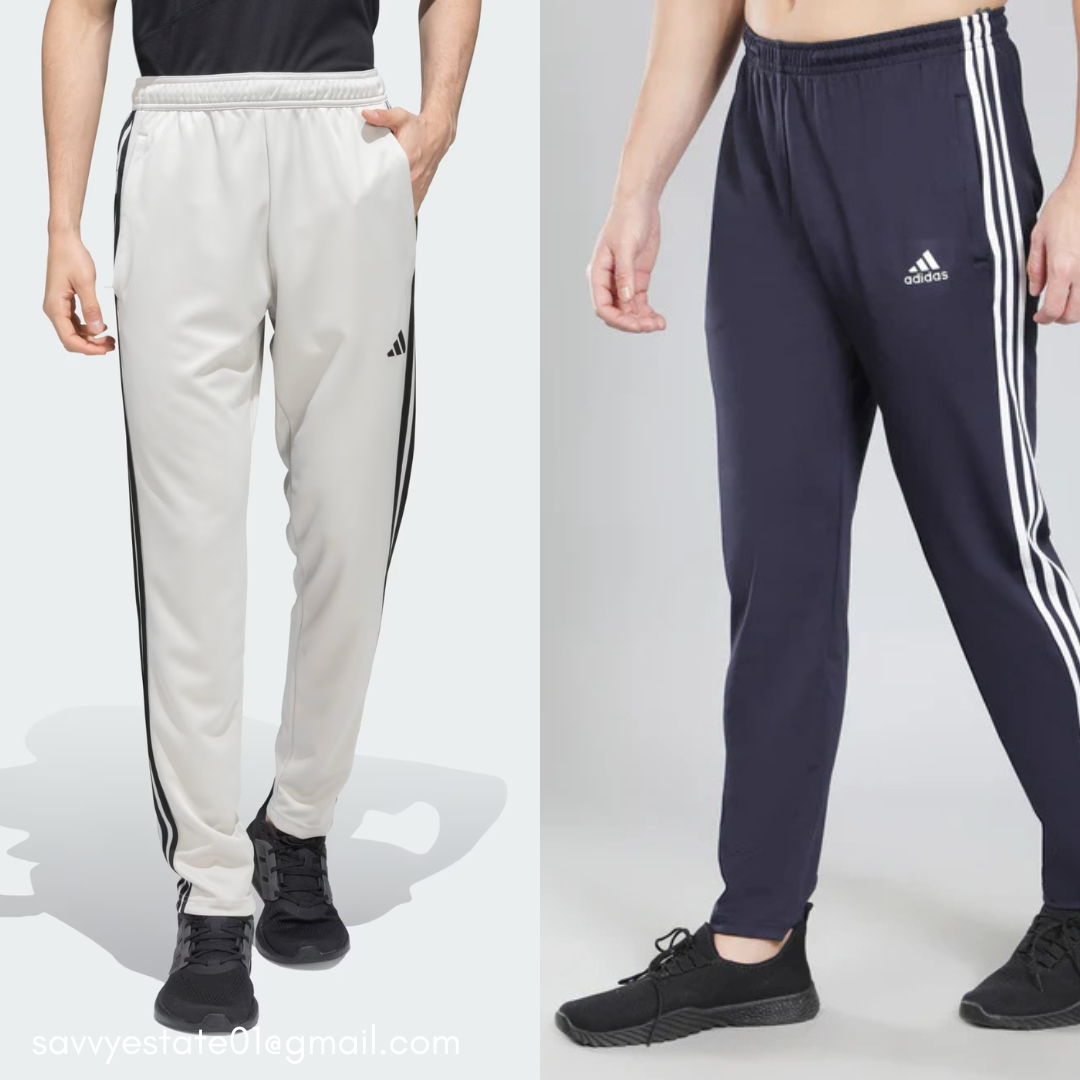 Adidas Solid & Casual Men Track Pants color Blue & Grey