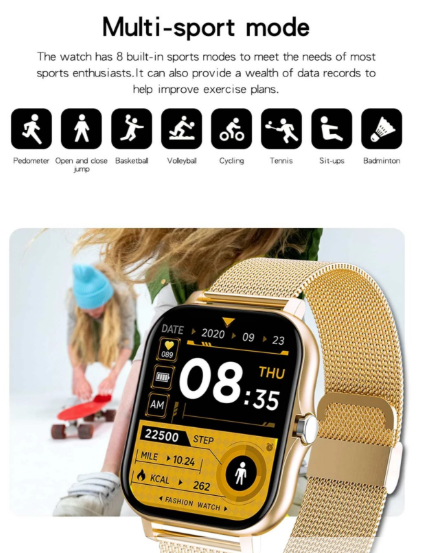 The RockTech ® Color Fit Pro-Model Smartwatch BT 2.0 (Available Colors Black, Silver & Rose Golden)